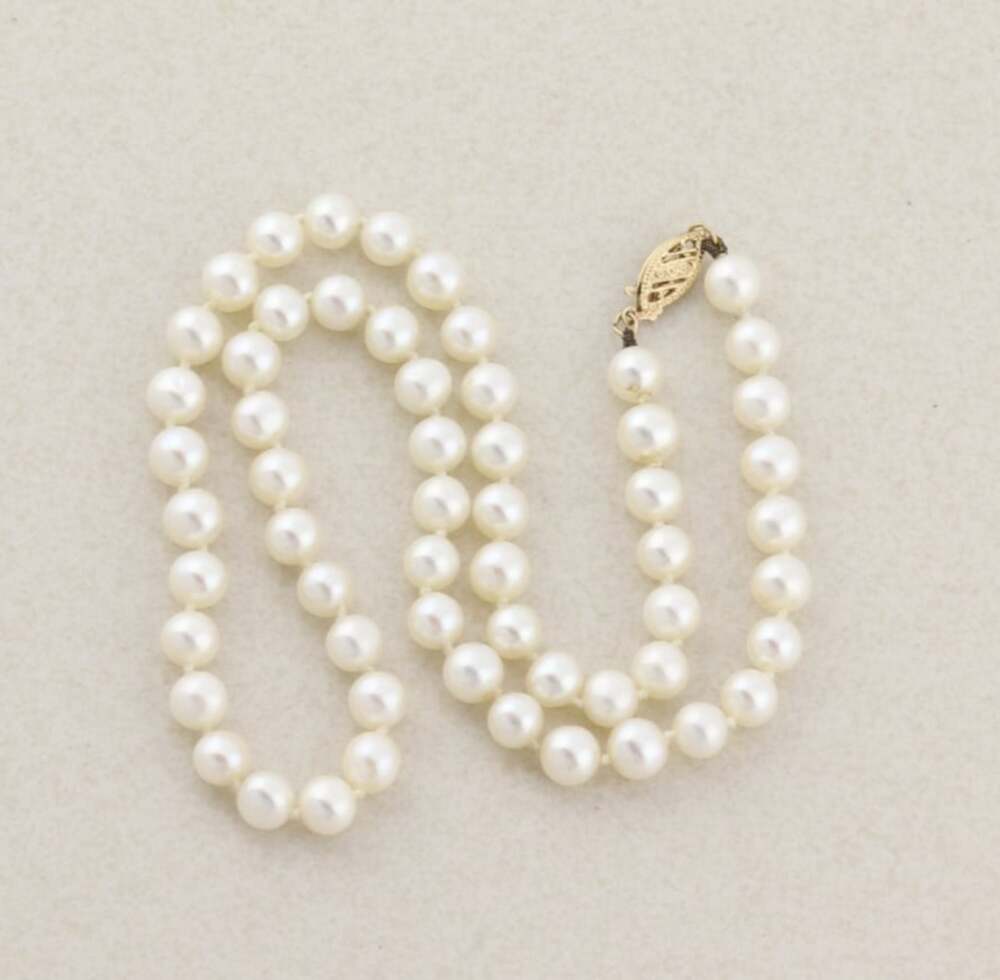 14k Yellow Gold 5mm Freshwater Pearl Strand Necklace Choker 15.5"